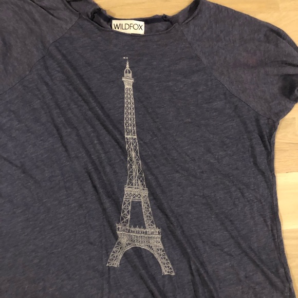 Wild fox Eiffel Tower Long Sleeve Blue Size L - Picture 3 of 7